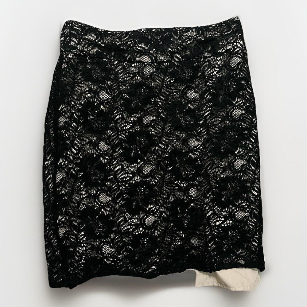Banana Republic Womens 00P Petite Black Lace Overlay Skirt Lined Formal